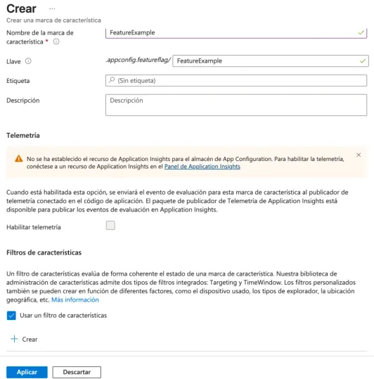 Crear nuevo feature flag