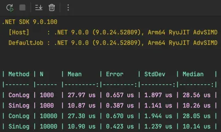 Benchmark de dotnet usando logs